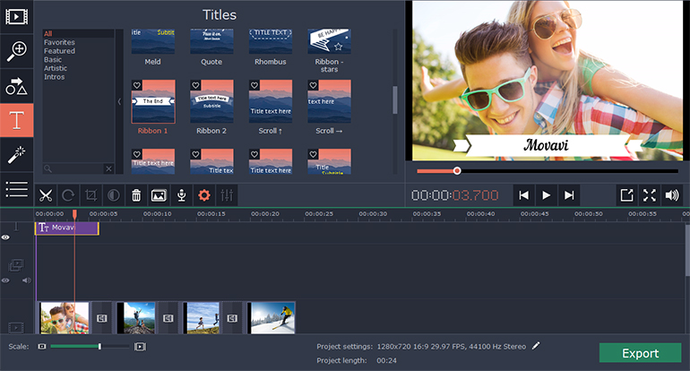 movavi video editor 14 project settings