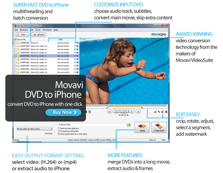 Click to view Movavi DVD to iPhone 1.0.0.1 screenshot