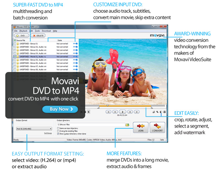 Click to view Movavi DVD to MP4 1.0.0.1 screenshot