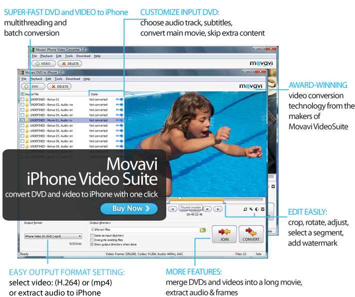 Click to view Movavi iPhone Video Suite 1.0.0.1 screenshot