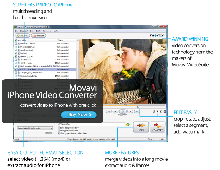 Click to view Movavi iPhone Video Converter 1.0.0.1 screenshot