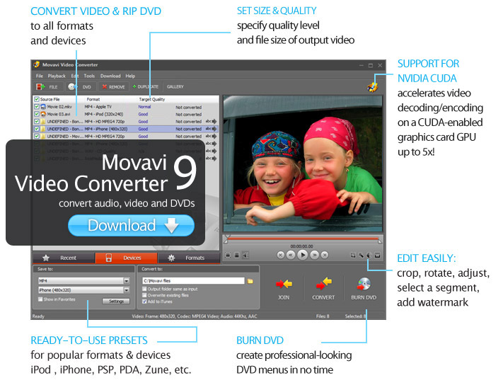 Click to view Movavi Video Converter 9.1.11 screenshot
