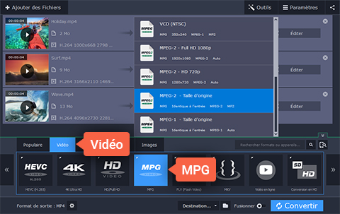 Convertisseur MPEG 2 | Convertir MPEG 2 en MP4, AVI, TS