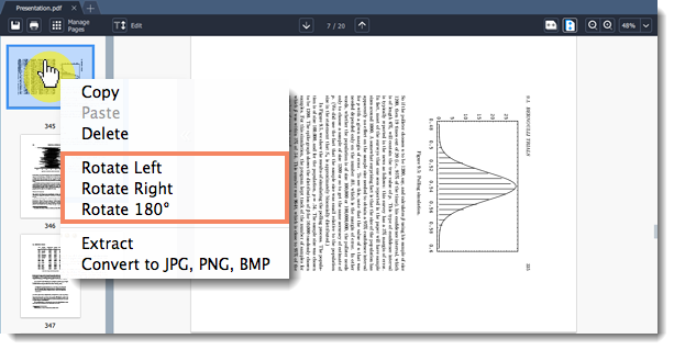 rotating pages in pdf