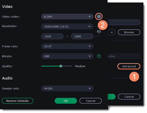 H.264 Codec Settings