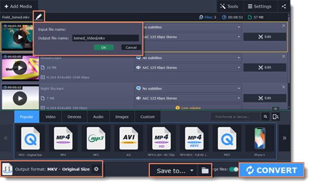 xmedia recode merge files