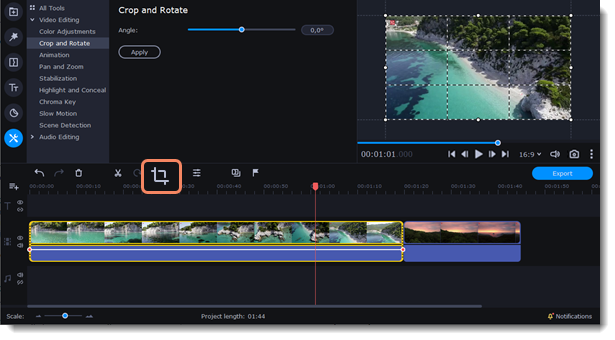 vsdc video editor how to crop video